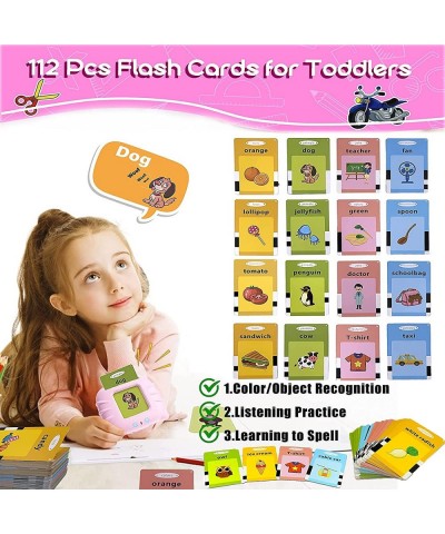 Educational Toddler Toy Flashcards Device 112PCS Double-Sided Illustrations Words Audible Preschool Learning Flash Cards Read...