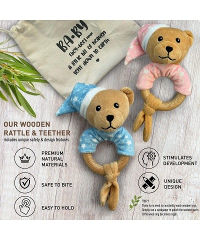 Baby Wooden Rattle Teething Ring Baby Rattles 0-6 Months Baby Montessori Newborn Toys Stuffed Animal Gift for Baby Boy Baby T...