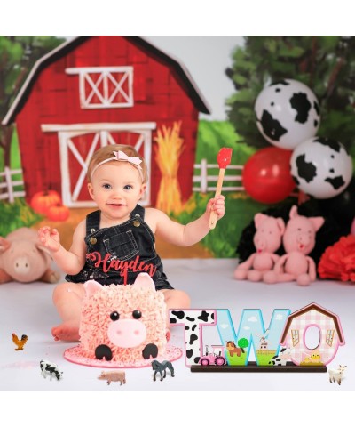 Pink Farm Animals Two Letter Sign Wooden Table Centerpiece 2nd?Farm Barnyard Birthday?Party?Sign Two Years Old Baby Girls The...