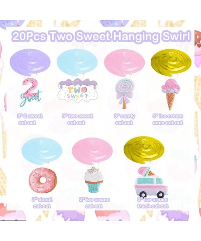 20Pcs Ice Cream Two Sweet 2nd Birthday Party Supplies Ice Cream and Donut Party Hanging Swirl Decorations Summer Ice Cream Pa...