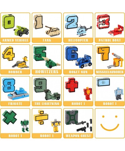 Number Robots Transformers 15 in 1 Number Robot Block Math Toy for Kids Action Figure Learning Toys Classroom Education Numbe...