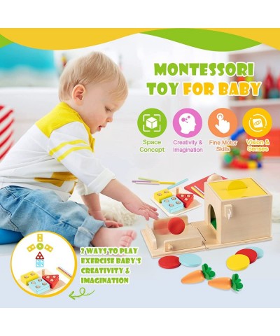 5-in-1 Wooden Play Kit Montessori Toy for 1 2 3 Year Old Object Permanence Box Coin Box Carrot Harvest Matchstick Drop Shape ...