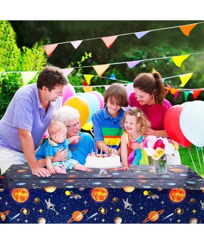 Outer Space Tablecloth Decorations Plastic Solar System Table Cover Planet Design for Kids Outer Space Theme Birthday Party D...