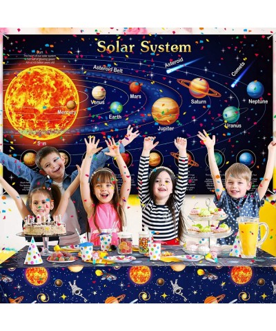 Outer Space Tablecloth Decorations Plastic Solar System Table Cover Planet Design for Kids Outer Space Theme Birthday Party D...