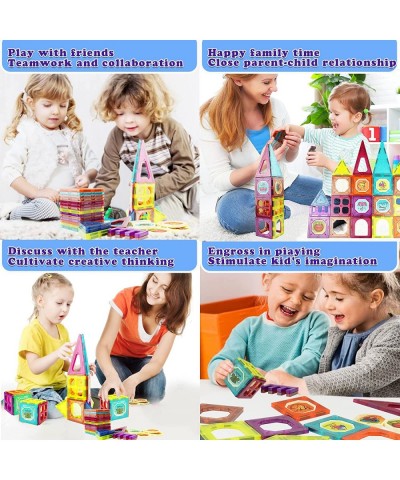 Magnetic Tiles for Kids 3D Magnet Tiles Kids Building Blocks for Toddlers STEM Educational Construction Colorful Magnetic Toy...