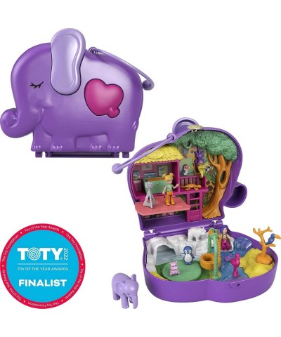 Elephant Adventure Compact Animal Theme with Micro Polly & Bella Dolls 5 Reveals & 13 Related Accessories Pop & Swap Feature ...