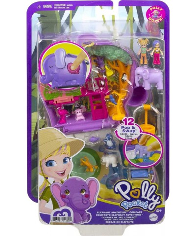 Elephant Adventure Compact Animal Theme with Micro Polly & Bella Dolls 5 Reveals & 13 Related Accessories Pop & Swap Feature ...