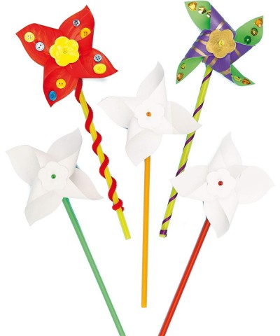 E1302 Make Your Own Windmill Kits - Pack of 8 Kit for Kids to Decorate and Personalise Ideal for School Work Home Crafting Cr...