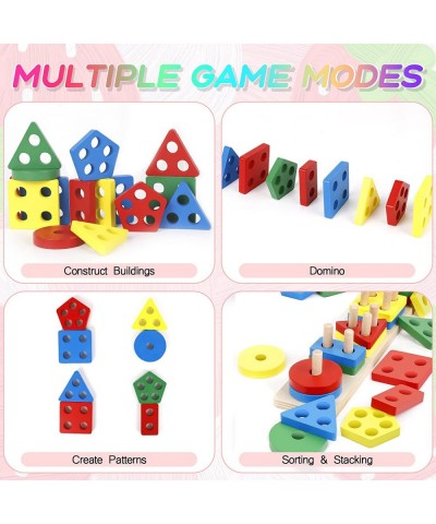 Wooden Stacking Toys for Toddler 1 2 3 Year Old Montessori Toys Shape Sorter Preschool Educational Color Recognition Toys Gif...