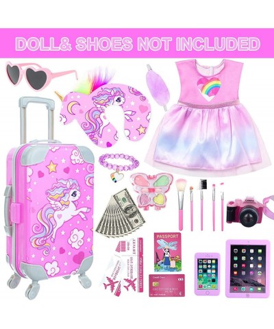 29 Pcs American 18 Inch Girl Doll Clothes and Accessories Travel Suitcase Set Designed for 18" Girl Dolls Including Pillow Su...