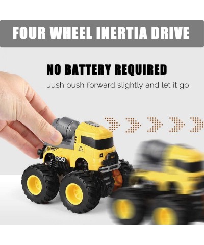 Construction Trucks Car for Boys 4 Pack Friction Powered Cars 4 Wheels Drive Durable Push and Go Construction Truck Toys for ...