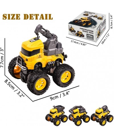 Construction Trucks Car for Boys 4 Pack Friction Powered Cars 4 Wheels Drive Durable Push and Go Construction Truck Toys for ...