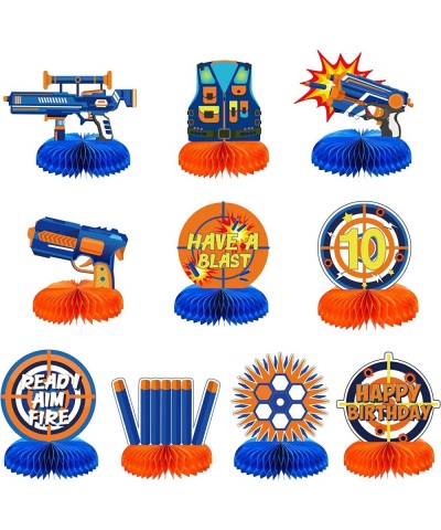 10 Pieces Dart War Party Decorations Nerf Dart War Gun Party Honeycomb Centerpieces Birthday Party Table Toppers Double RZ003...