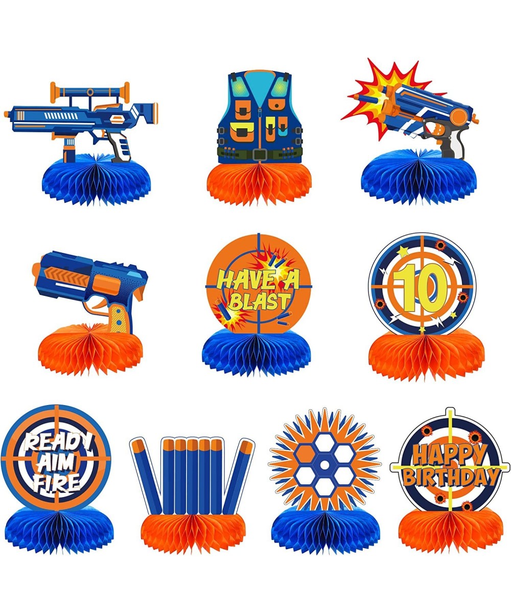 10 Pieces Dart War Party Decorations Nerf Dart War Gun Party Honeycomb Centerpieces Birthday Party Table Toppers Double RZ003...