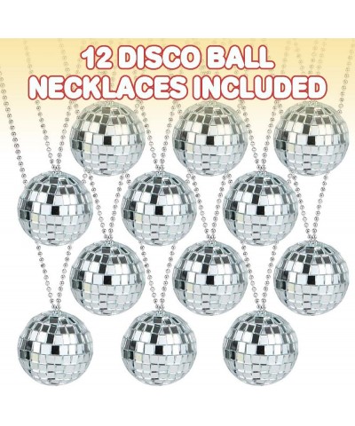 Mirror Disco Ball Necklaces Pack of 12 Disco Theme 70s Party Decorations Disco Photo Booth Props Dance Party Favors and Suppl...