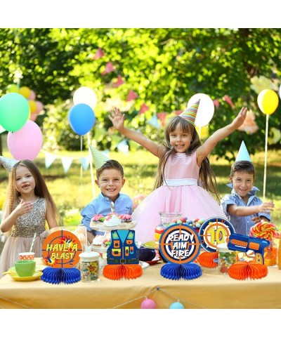 10 Pieces Dart War Party Decorations Nerf Dart War Gun Party Honeycomb Centerpieces Birthday Party Table Toppers Double RZ003...