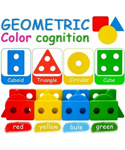 Montessori Toys for 1 to 3 Year Old Boys Girls Toddlers Wooden Shape Sorter & Stacking Toys Color Recognition Stacker Baby Pu...