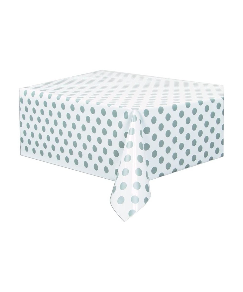 Silver Polka Dot Plastic Tablecloth 108" x 54 $12.24 Kids' Party Tablecovers