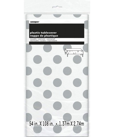 Silver Polka Dot Plastic Tablecloth 108" x 54 $12.24 Kids' Party Tablecovers