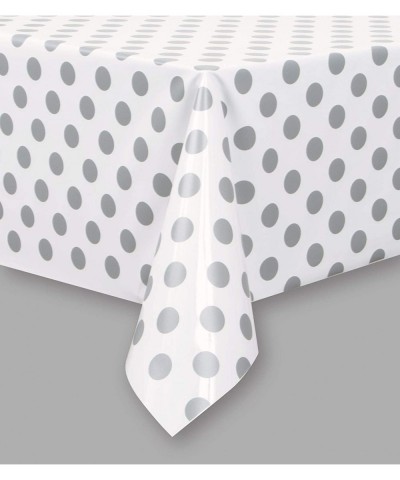 Silver Polka Dot Plastic Tablecloth 108" x 54 $12.24 Kids' Party Tablecovers