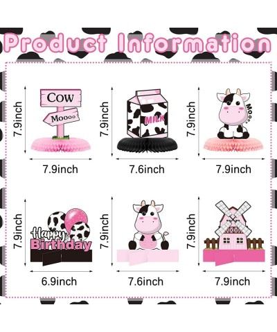 10 Pcs Cow Birthday Party Supplies Includes Cow Print Honeycomb Centerpieces and Cow Standing Cutouts Pink Farm Animal Party ...