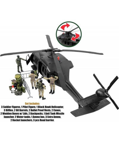 Toy Helicopter Army Helicopter Toy Black Hawk Attack Combat 30 Piece Play Set Including Military Action Figures $71.56 Play F...