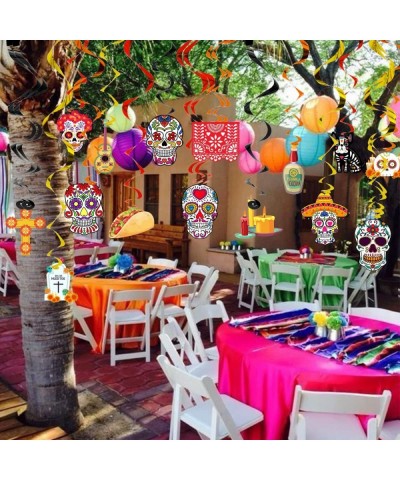 Day of The Dead Hanging Swirl Decorations Halloween Sugar Skull Party Hanging Decor for Mexican Birthday Wedding Bachelorette...