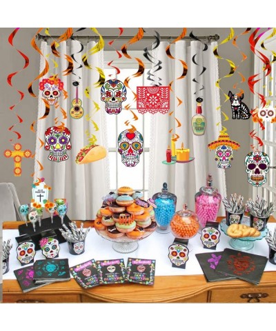 Day of The Dead Hanging Swirl Decorations Halloween Sugar Skull Party Hanging Decor for Mexican Birthday Wedding Bachelorette...