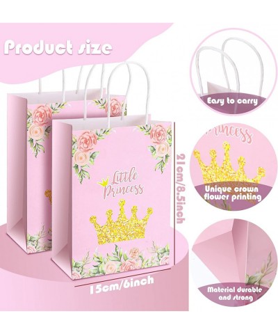 16 Pcs Pink Crown Princess Paper Party Favor Bags Christmas Gifts Little Princess Sign Birthday Party Carrier Bags Supplies f...