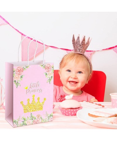 16 Pcs Pink Crown Princess Paper Party Favor Bags Christmas Gifts Little Princess Sign Birthday Party Carrier Bags Supplies f...