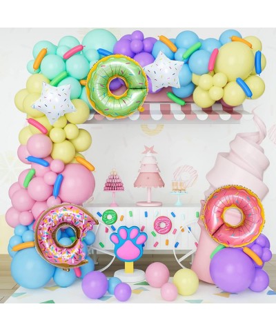 Donut Birthday Party Decorations Pastel Donut Balloon Garland Arch Kit with Green Purple Yellow Pink Blue Balloons for Baby S...