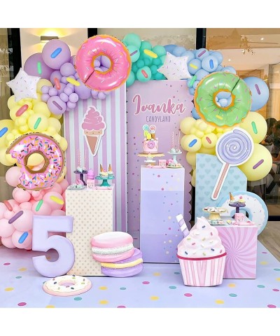 Donut Birthday Party Decorations Pastel Donut Balloon Garland Arch Kit with Green Purple Yellow Pink Blue Balloons for Baby S...