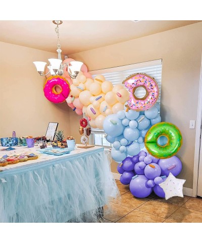 Donut Birthday Party Decorations Pastel Donut Balloon Garland Arch Kit with Green Purple Yellow Pink Blue Balloons for Baby S...