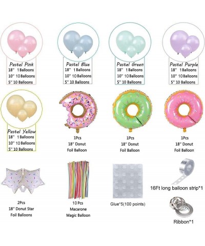 Donut Birthday Party Decorations Pastel Donut Balloon Garland Arch Kit with Green Purple Yellow Pink Blue Balloons for Baby S...