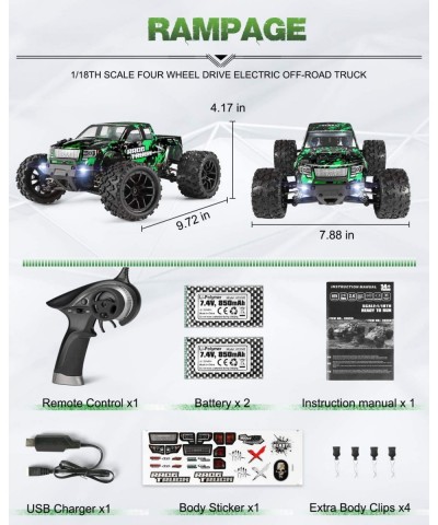 1:18 Scale All Terrain RC Car 18859E 36 KPH High Speed 4WD Electric Vehicle with 2.4 GHz Remote Control 4X4 Waterproof Off-Ro...