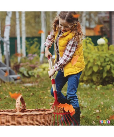 Kids Garden Tool Set Toy 4-Piece - Shovel Rake Hoe Leaf Rake Wooden Gardening Tools for Kids Best Outdoor Toys Gift for Boys ...