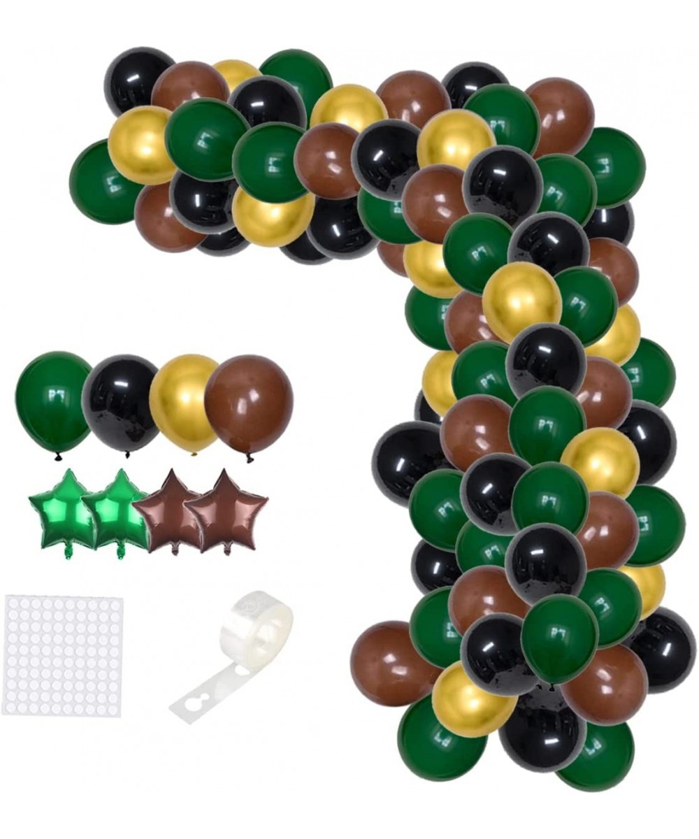 Dark Green Black Gold Balloon Garland Arch Kit 116PCS Green Black Balloons Gold Brown Balloon Football Birthday Party for Vid...