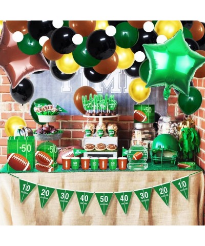 Dark Green Black Gold Balloon Garland Arch Kit 116PCS Green Black Balloons Gold Brown Balloon Football Birthday Party for Vid...