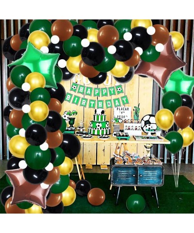 Dark Green Black Gold Balloon Garland Arch Kit 116PCS Green Black Balloons Gold Brown Balloon Football Birthday Party for Vid...