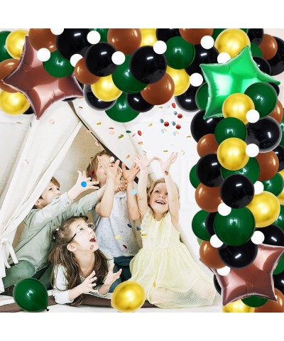 Dark Green Black Gold Balloon Garland Arch Kit 116PCS Green Black Balloons Gold Brown Balloon Football Birthday Party for Vid...