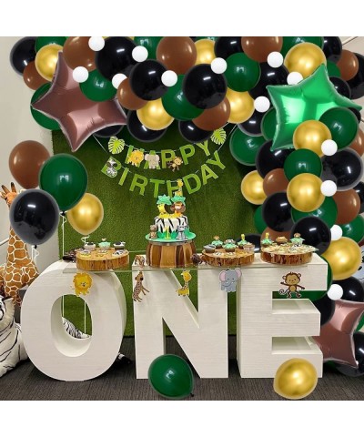 Dark Green Black Gold Balloon Garland Arch Kit 116PCS Green Black Balloons Gold Brown Balloon Football Birthday Party for Vid...