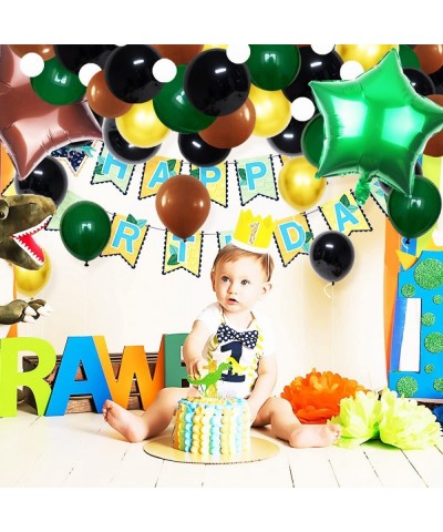 Dark Green Black Gold Balloon Garland Arch Kit 116PCS Green Black Balloons Gold Brown Balloon Football Birthday Party for Vid...