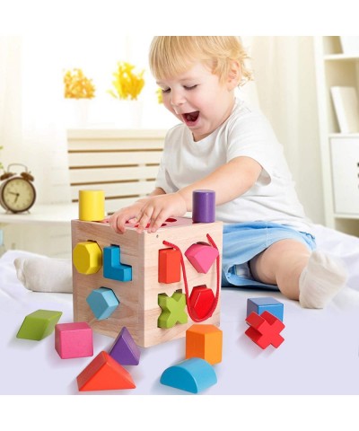 Shape Sorter Toy My First Wooden 12 Building Blocks Geometry Learning Matching Sorting Gifts Didactic Classic Toys for Toddle...