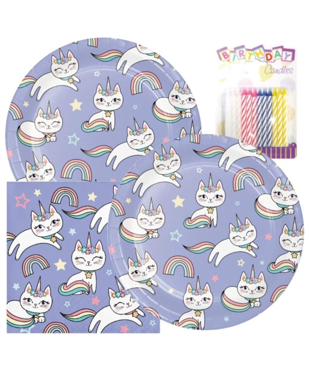 Sassy Caticorn Birthday Party Pack – Includes 7” Paper Plates & Beverage Napkins Plus 24 Birthday Candles – Serves 16 $23.29 ...