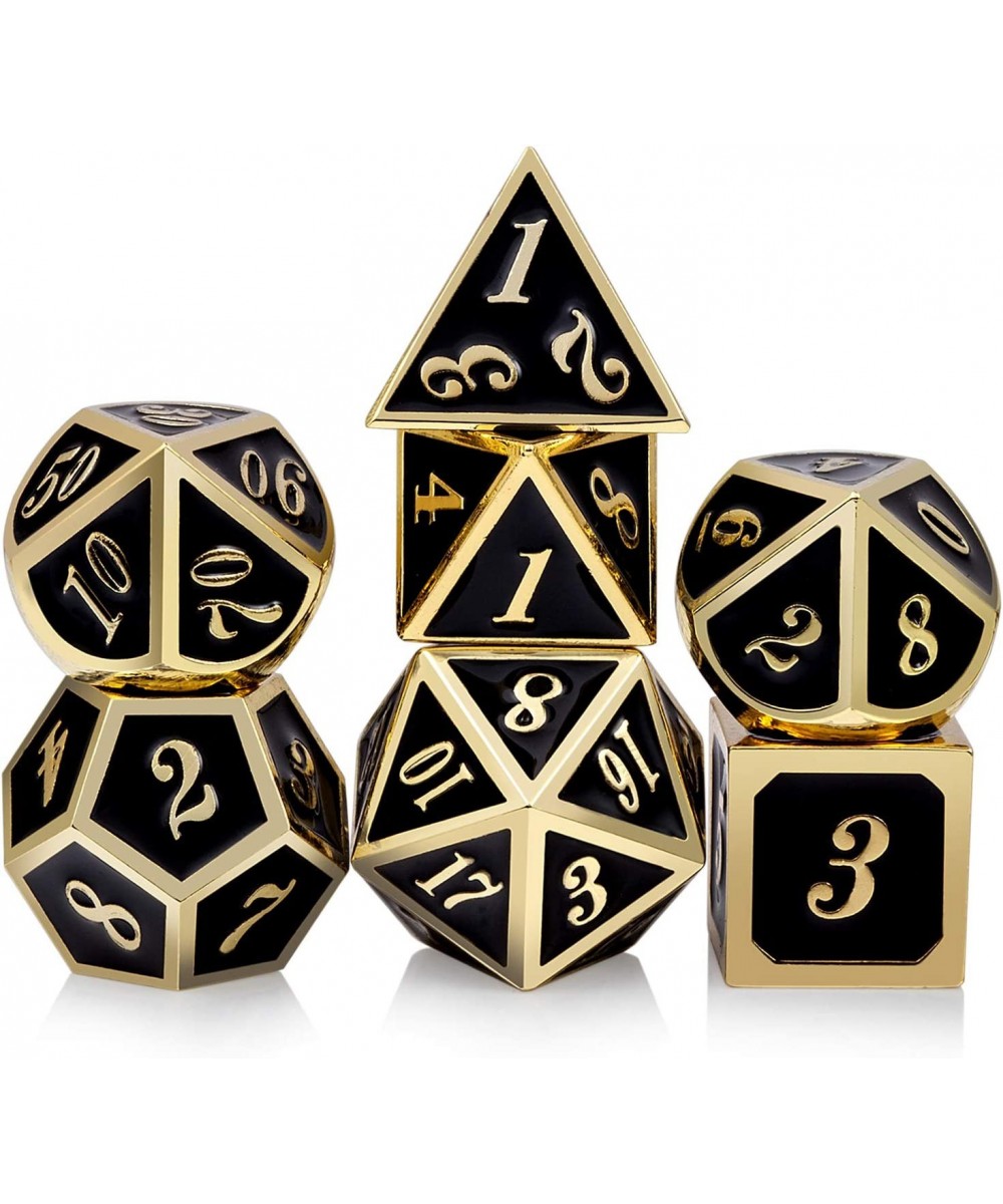 Metal Dice Set D&D 7 die Metal Polyhedral Dice Set with Gift Metal Box and Gold Number for DND Dungeons and Dragons Role Play...