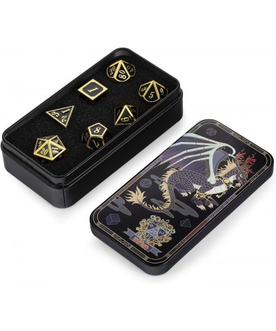 Metal Dice Set D&D 7 die Metal Polyhedral Dice Set with Gift Metal Box and Gold Number for DND Dungeons and Dragons Role Play...