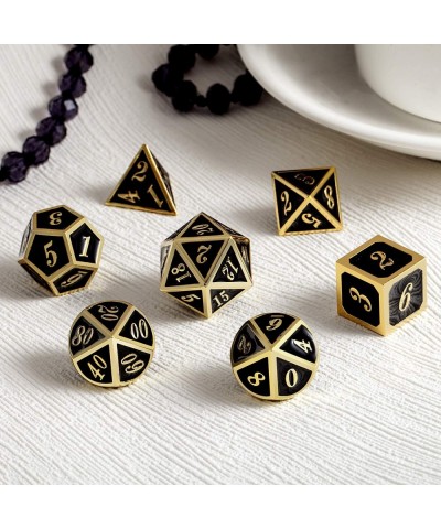 Metal Dice Set D&D 7 die Metal Polyhedral Dice Set with Gift Metal Box and Gold Number for DND Dungeons and Dragons Role Play...