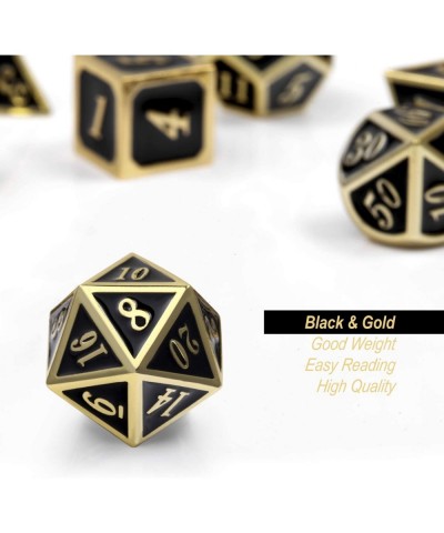 Metal Dice Set D&D 7 die Metal Polyhedral Dice Set with Gift Metal Box and Gold Number for DND Dungeons and Dragons Role Play...