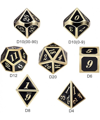 Metal Dice Set D&D 7 die Metal Polyhedral Dice Set with Gift Metal Box and Gold Number for DND Dungeons and Dragons Role Play...