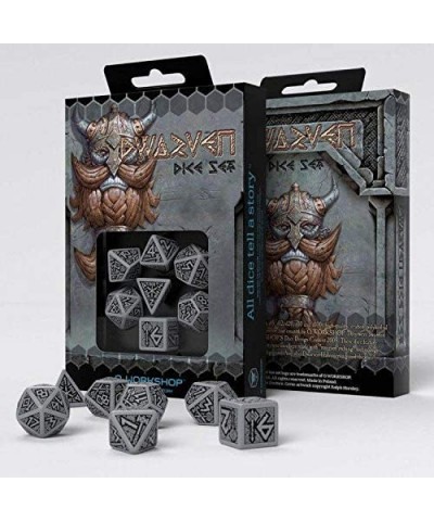 Dwarven Gray & Black RPG Ornamented Dice Set 7 Polyhedral Pieces $28.30 Game Accessories